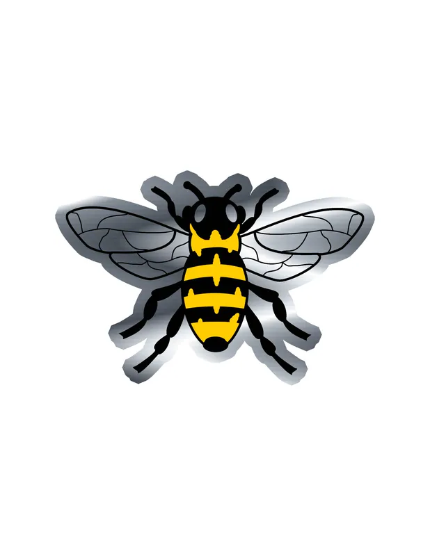 Bee Silver Chrome Vinyl Decal - Custom Size