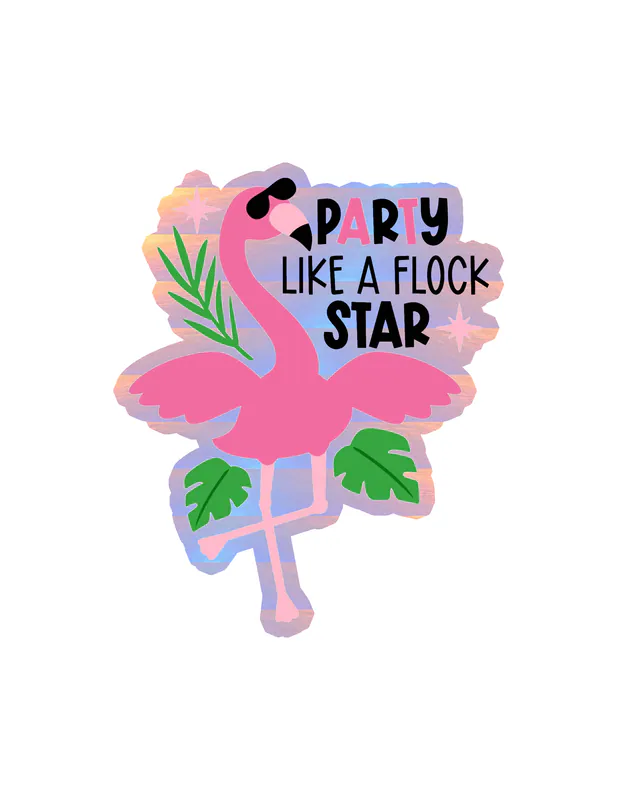 Flamingo Holographic Vinyl Decal - Custom Size