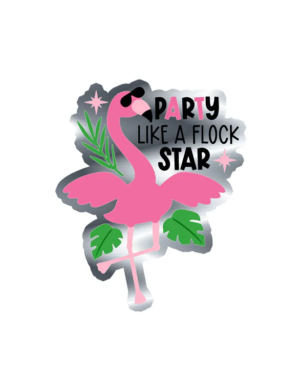 Flamingo Silver Chrome Vinyl Decal - Custom Size