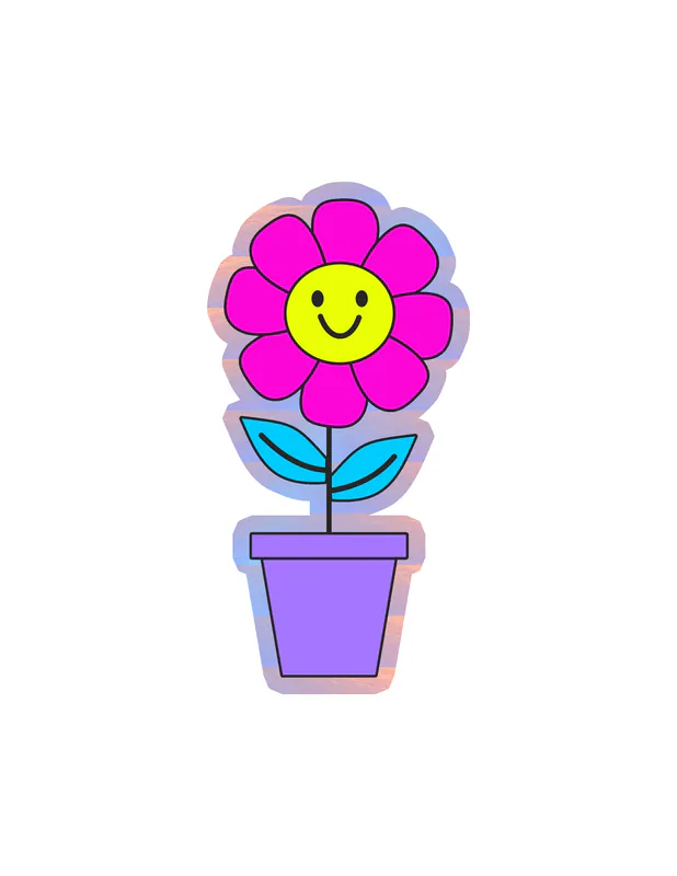 Flower Holographic Vinyl Decal - Custom Size