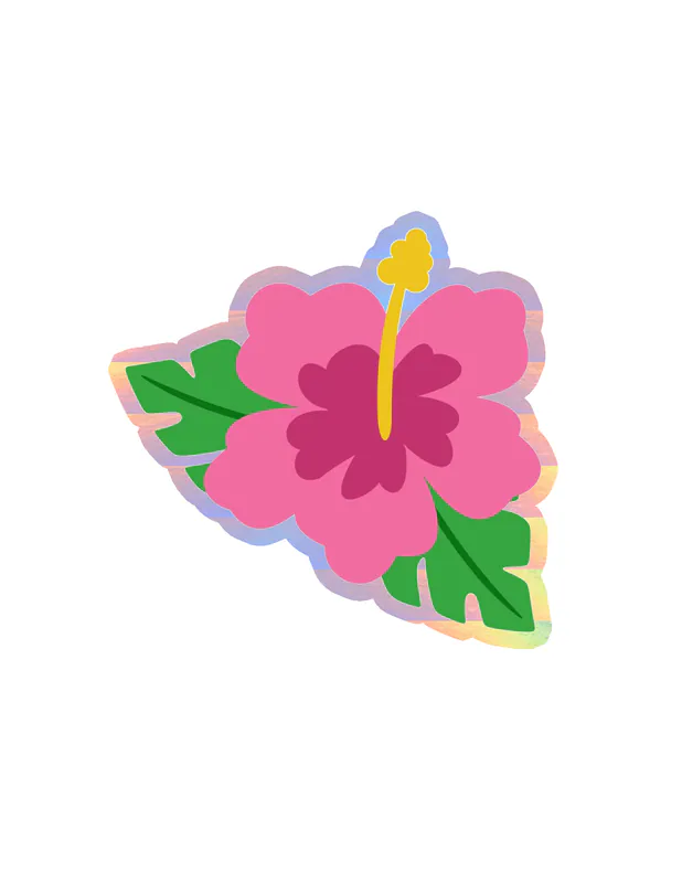 Flower Holographic Vinyl Decal - Custom Size
