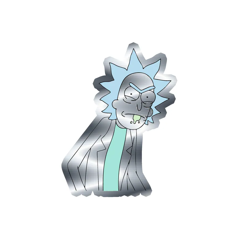 Rick And Morty - Silver Chrome Vinyl Sticker - Custom Size