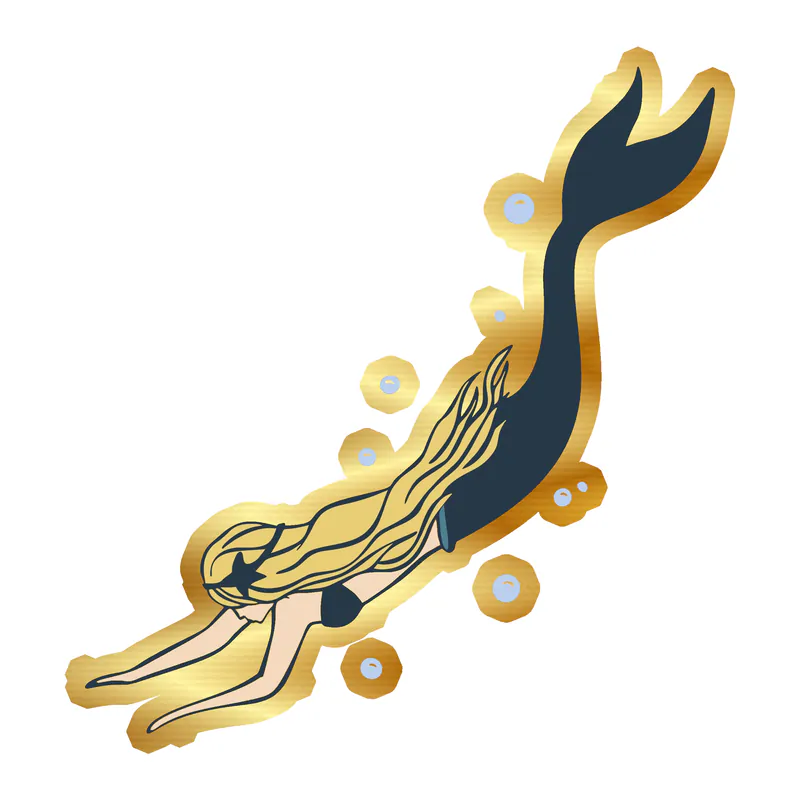Mermaid Full Color Vinyl - Gold Chrome Vinyl Sticker - Custom Size