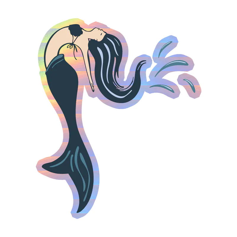 Swimming Mermaid Full Color Vinyl - Holographic Vinyl Sticker - Custom Size