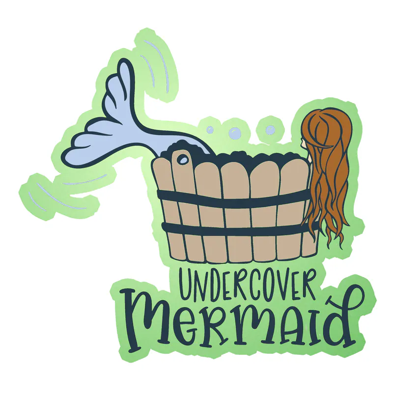 Undercover Mermaid Full Color Vinyl - Glow in the Dark Vinyl Sticker - Custom Size