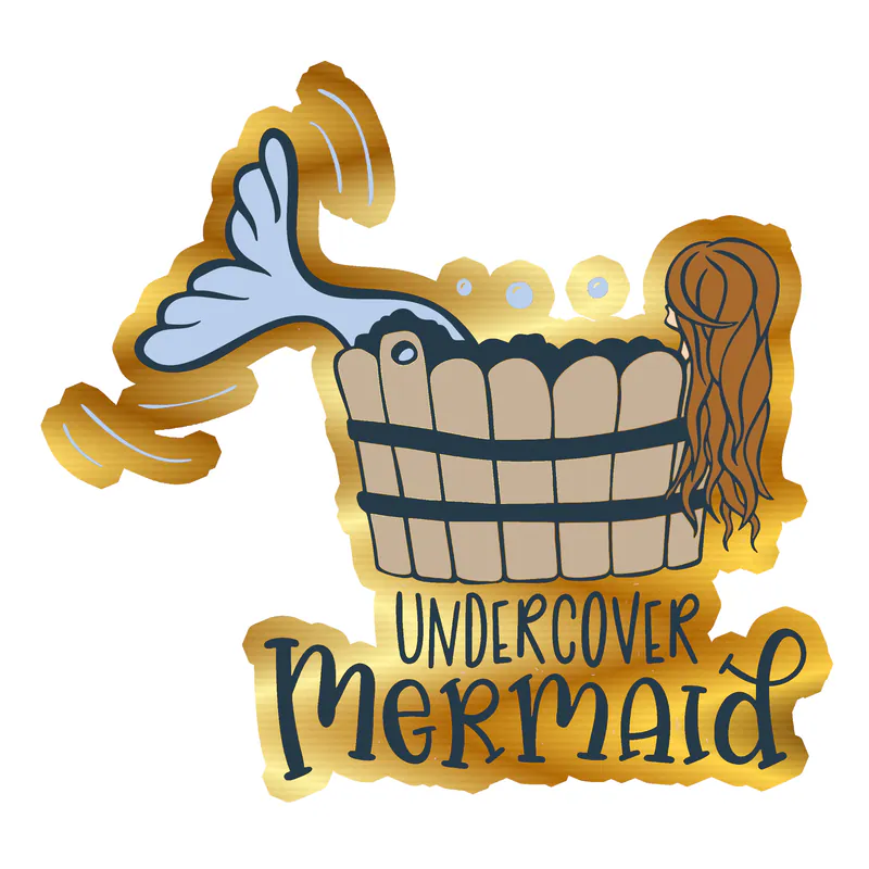 Undercover Mermaid Full Color Vinyl - Gold Chrome Vinyl Sticker - Custom Size