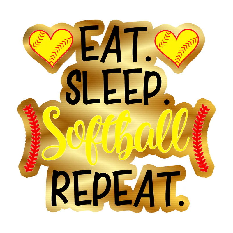 Softball Gold Chrome Vinyl Decal - Custom Size