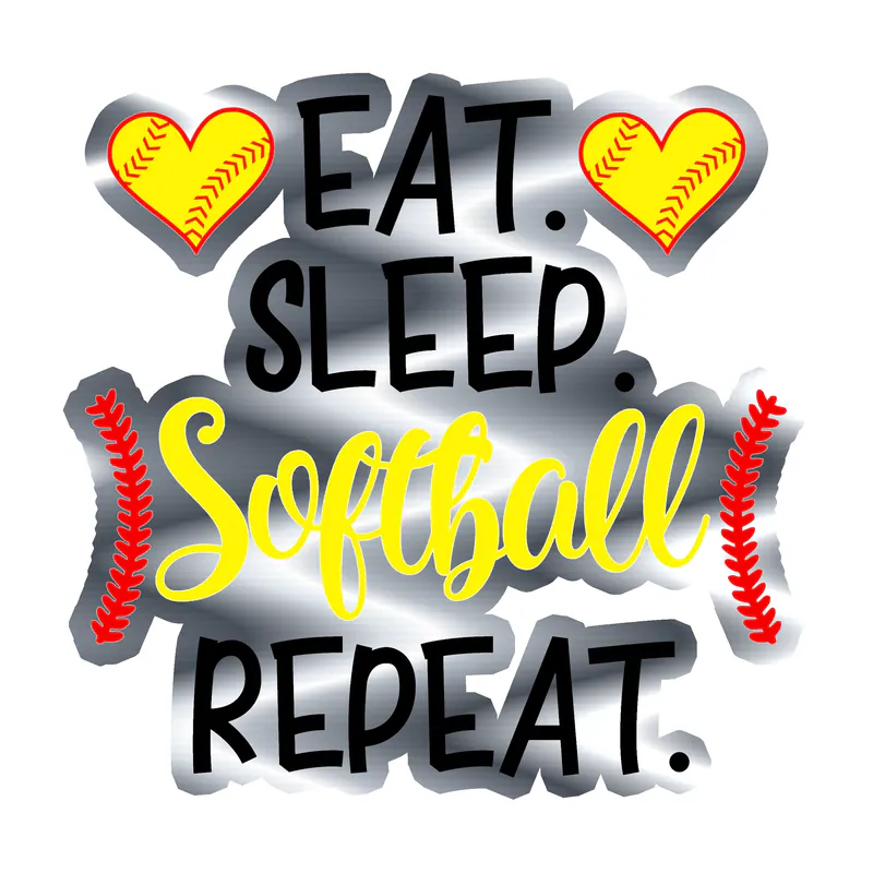 Softball Silver Chrome Vinyl Decal - Custom Size