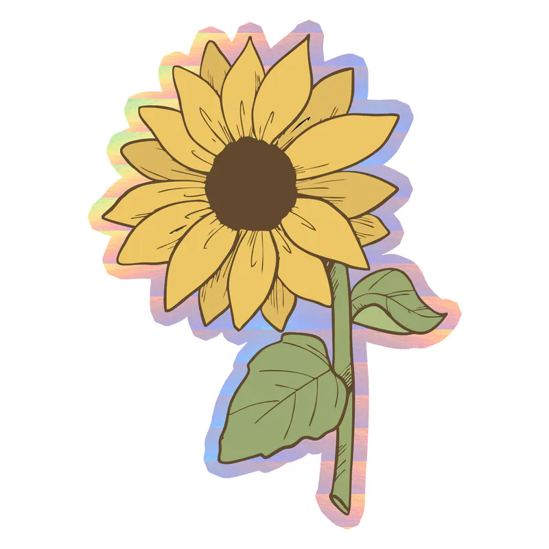Sunflower Full Color Vinyl - Holographic Vinyl Sticker - Custom Size