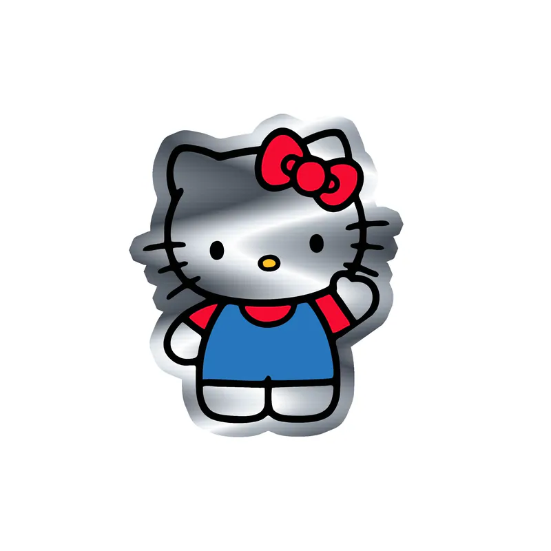 Hello Kitty  - Silver Chrome Vinyl Sticker - Custom Size