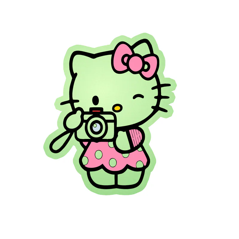 Hello Kitty  - Glow in the Dark Vinyl Sticker - Custom Size