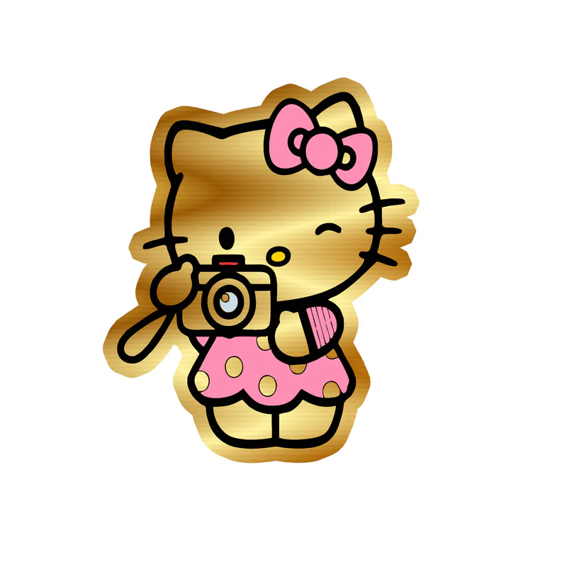 Hello Kitty  - Gold Chrome Vinyl Sticker - Custom Size