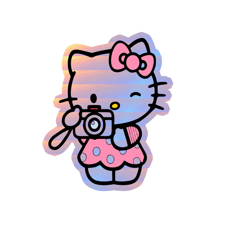 Hello Kitty  - Holographic Vinyl Sticker - Custom Size