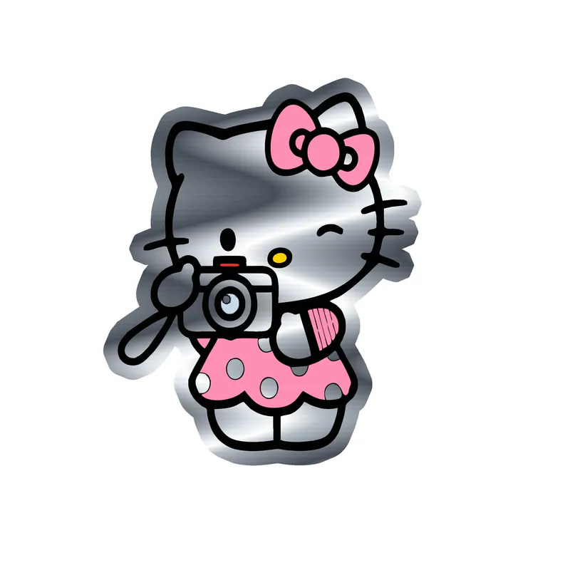Hello Kitty  - Silver Chrome Vinyl Sticker - Custom Size