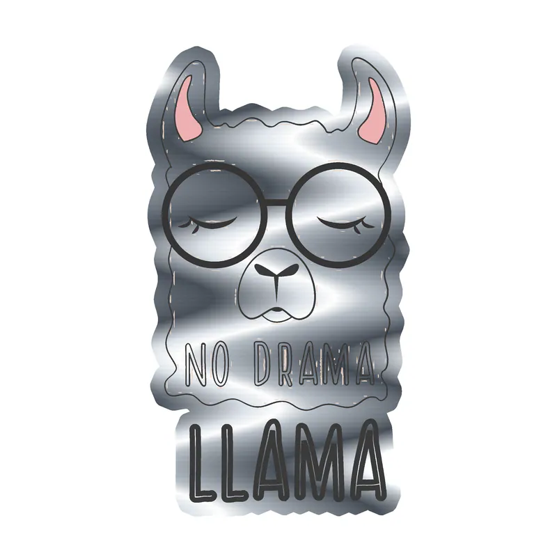 Llama Silver Chrome Vinyl Decal - Custom Size