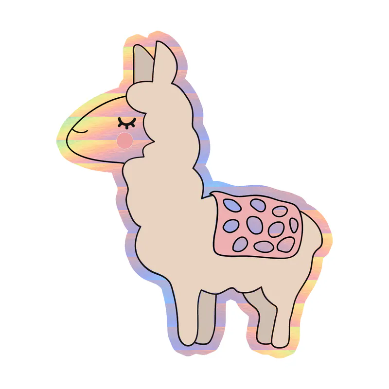 Llama Holographic Vinyl Decal - Custom Size