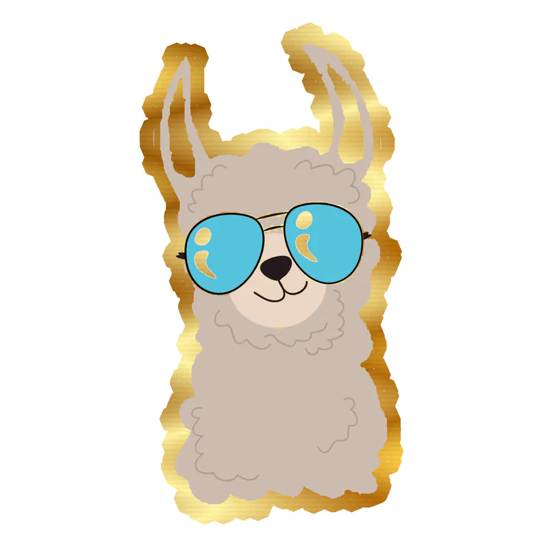 Llama Gold Chrome Vinyl Decal - Custom Size