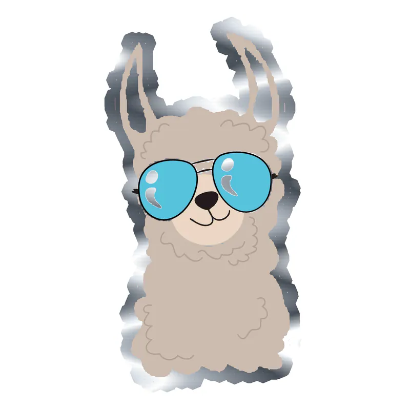 Llama Silver Chrome Vinyl Decal - Custom Size