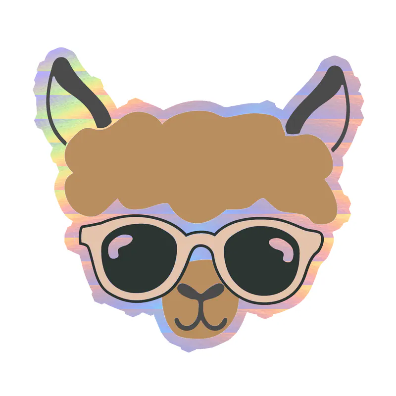 Llama Holographic Vinyl Decal - Custom Size