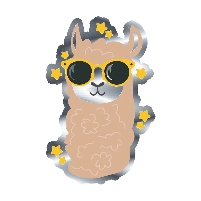 Llama Silver Chrome Vinyl Decal - Custom Size