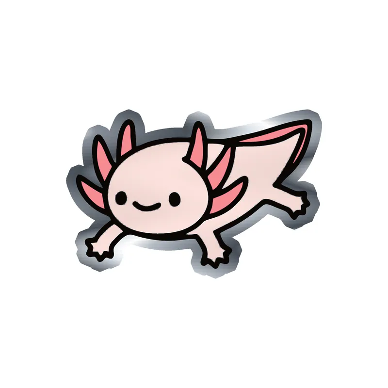 Axolotl Silver Chrome Vinyl Decal - Custom Size