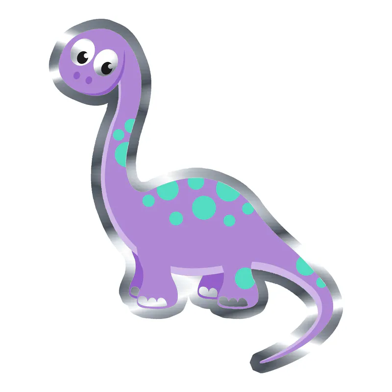 Purple Dino Silver Chrome Vinyl Decal - Custom Size