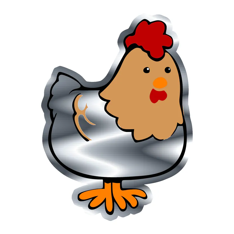 Chicken - Silver Chrome Vinyl Decal