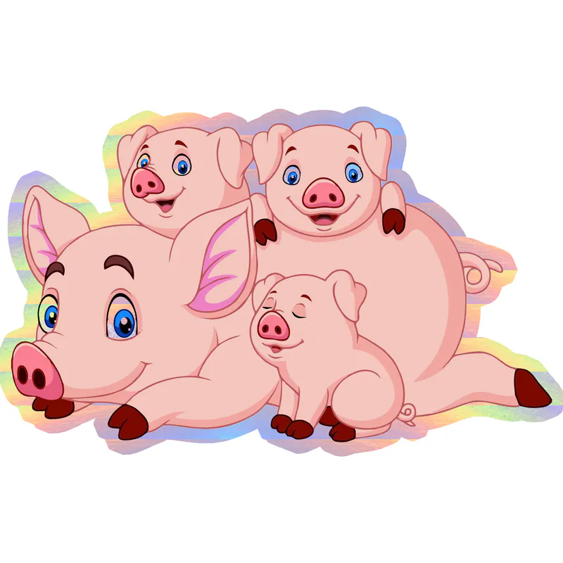 Pig Family - Holographic Vinyl Decal