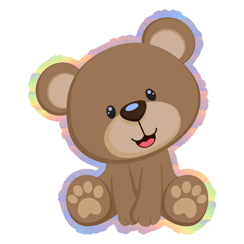 Cute Teddy Bear Holographic Vinyl Decal - Custom Size