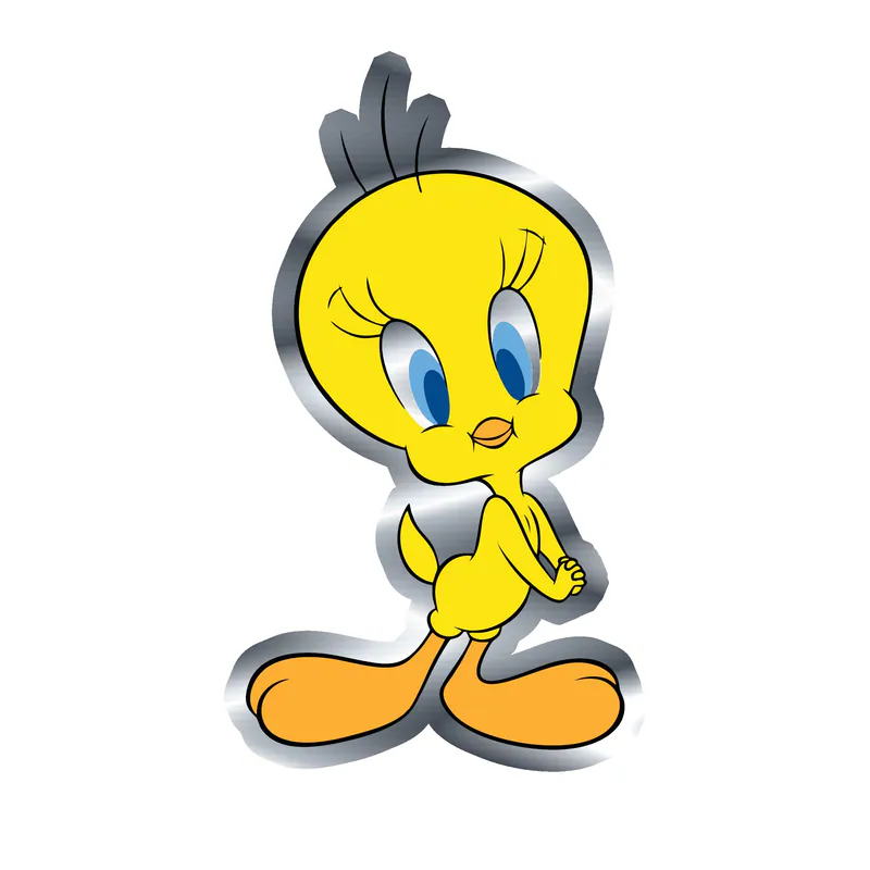Looney Tunes - Tweety - Silver Chrome Vinyl Sticker - Custom Size
