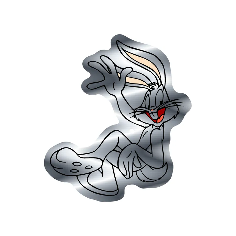Looney Tunes - Bugs Bunny - Silver Chrome Vinyl Sticker - Custom Size