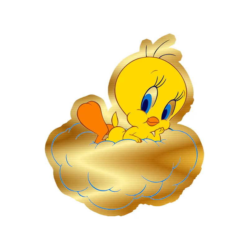 Looney Tunes - Tweety - Gold Chrome Vinyl Sticker - Custom Size