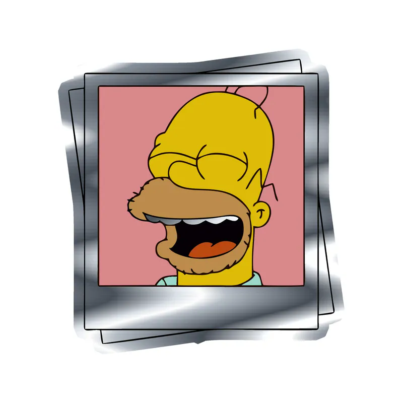 Homer Simpson Polaroids Silver Chrome Vinyl Decal - Custom Size
