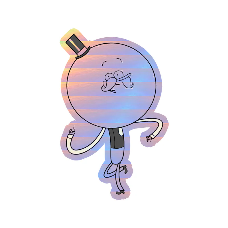 Regular Show- Pops - Holographic Vinyl Sticker - Custom Size