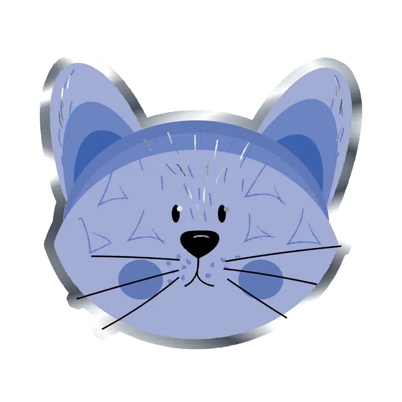 Blue Cat Silver Chrome Vinyl Decal - Custom Size