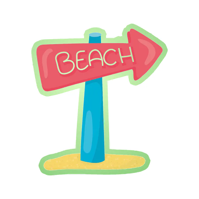 Beach Sign - Glow in the Dark Vinyl Decal