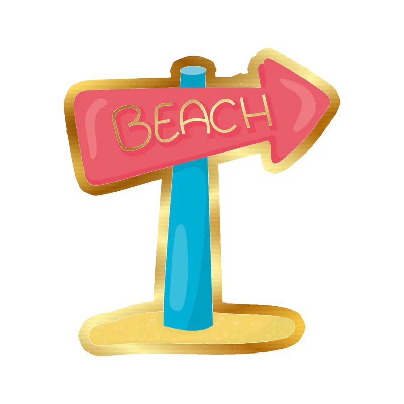 Beach Sign - Gold Chrome Vinyl Decal