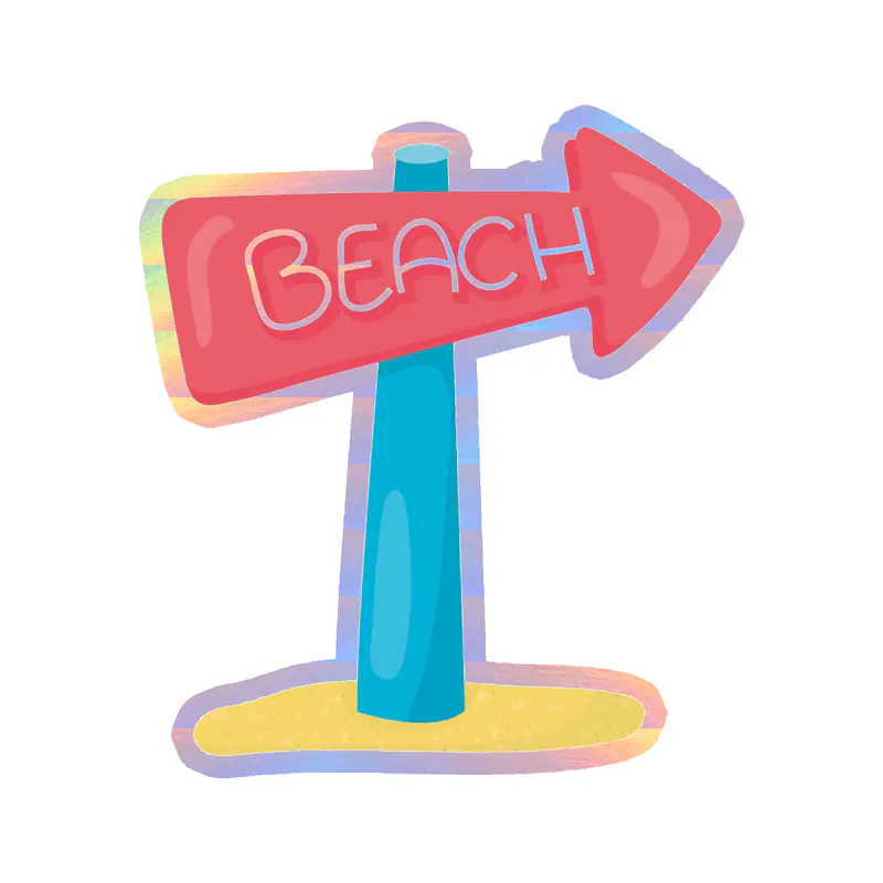 Beach Sign - Holographic Vinyl Decal