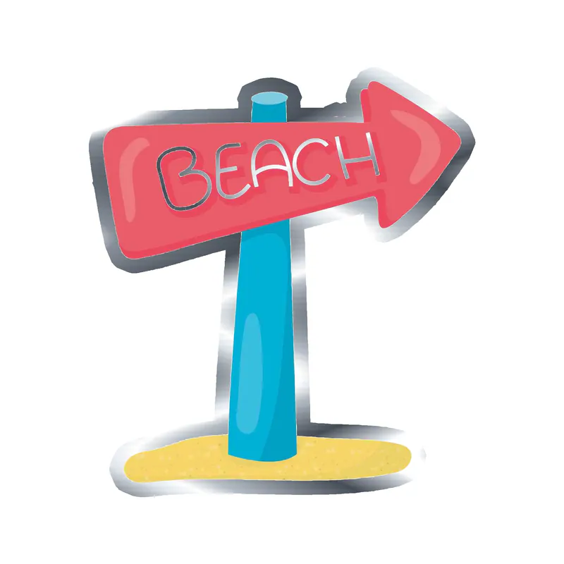 Beach Sign - Silver Chrome Vinyl Decal