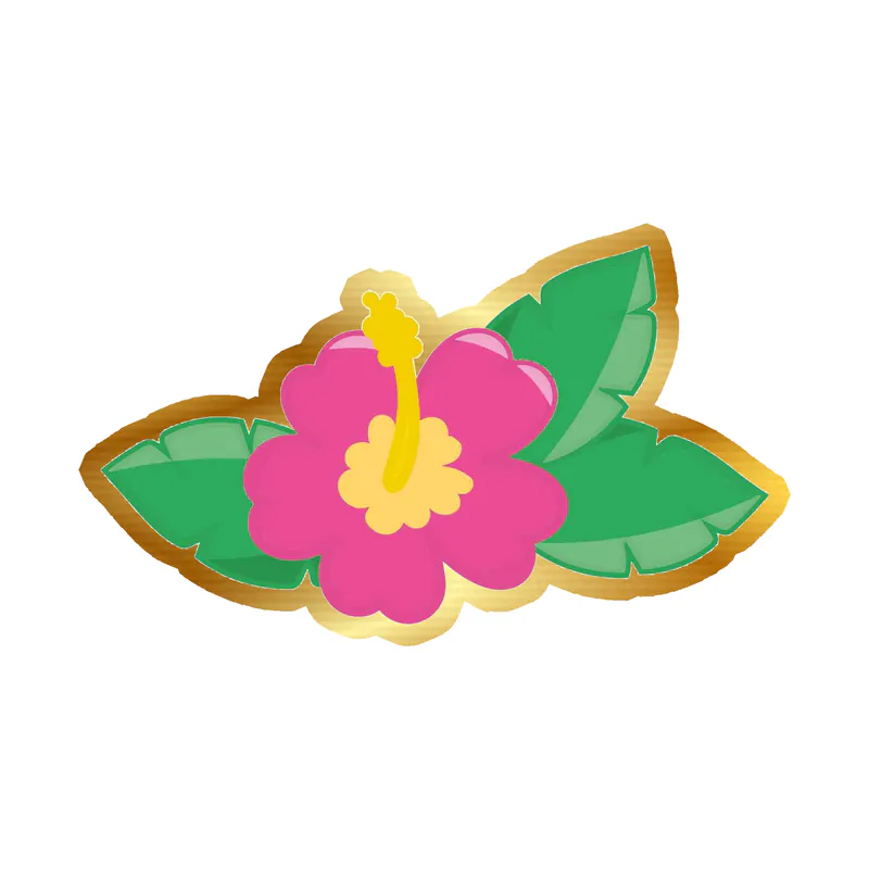 Pink Flower Gold Chrome Vinyl Decal - Custom Size