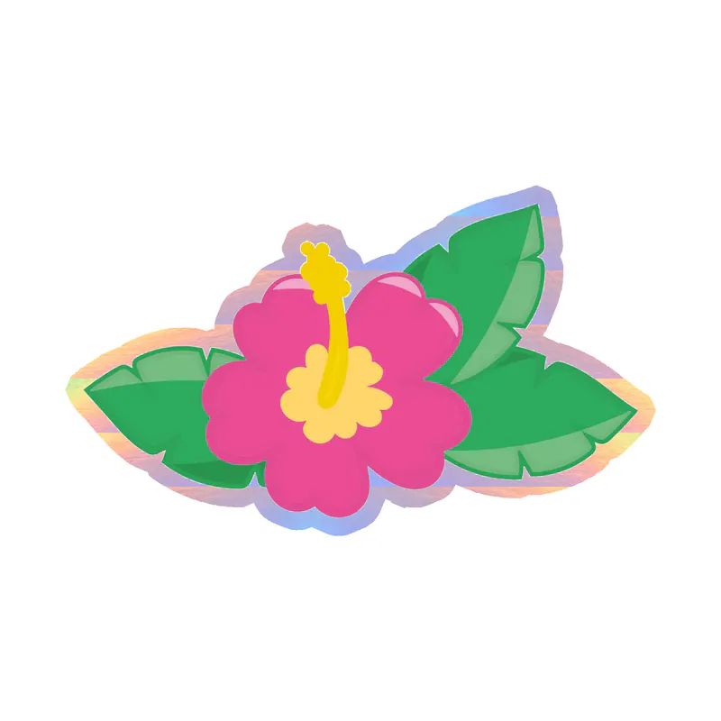 Pink Flower Holographic Vinyl Decal - Custom Size