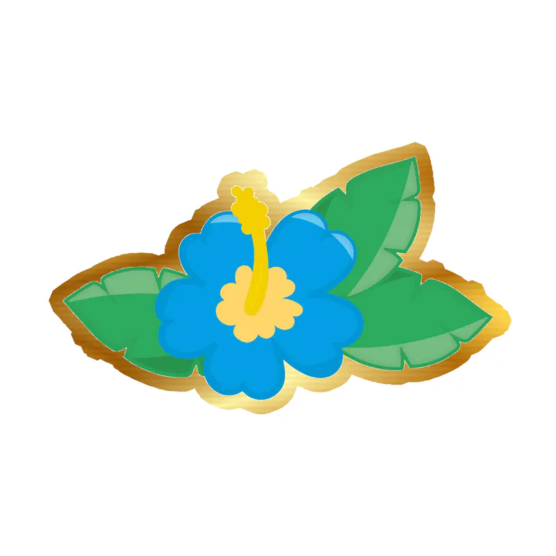 Blue Flower Gold Chrome Vinyl Decal - Custom Size