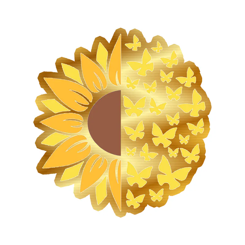 Sunflower Full Color Vinyl - Gold Chrome Vinyl Sticker - Custom Size