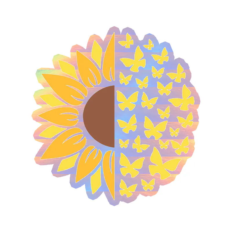 Sunflower Full Color Vinyl - Holographic Vinyl Sticker - Custom Size