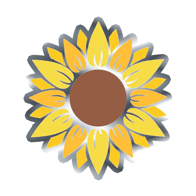 Sunflower Full Color Vinyl - Silver Chrome Vinyl Sticker - Custom Size