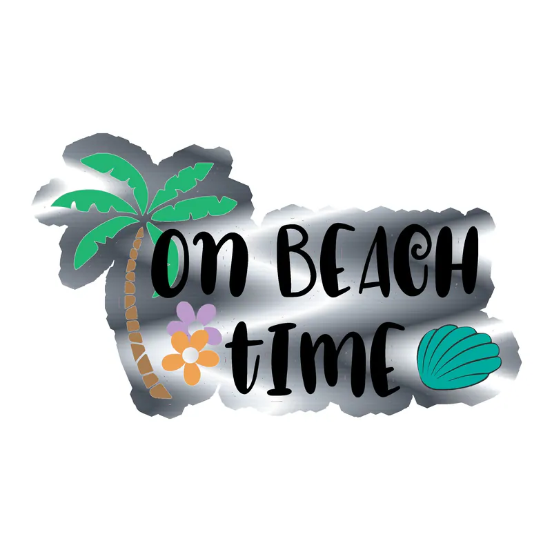 On Beach Time - Silver Chrome Vinyl Decal
