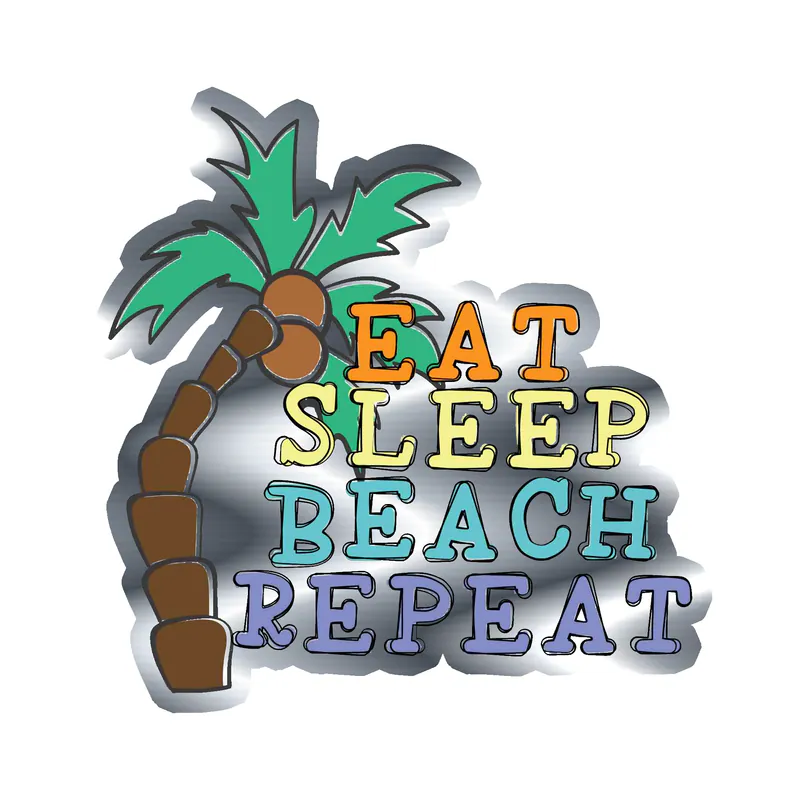Beach - Silver Chrome Vinyl Decal
