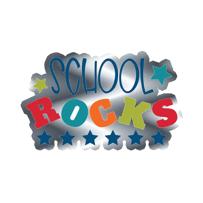 School Rocks - Silver Chrome Vinyl Decal - Custom Size
