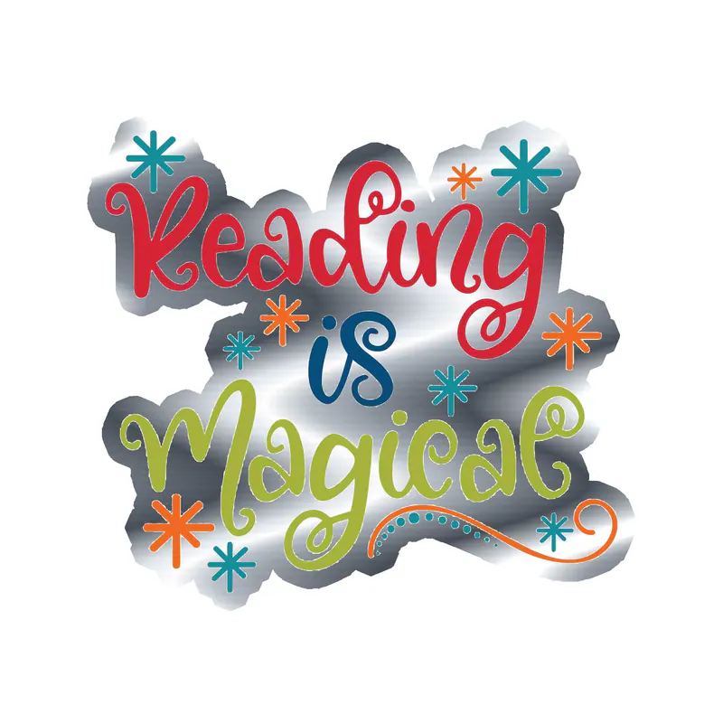 Reading is Magical - Silver Chrome Vinyl Decal - Custom Size
