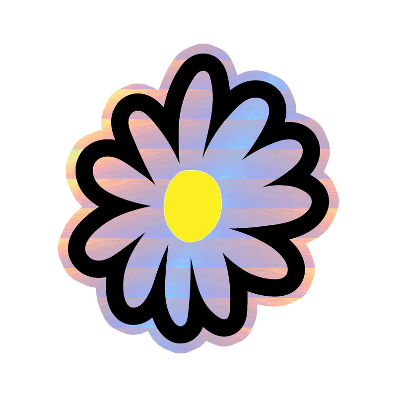 White Flower Holographic Vinyl Decal - Custom Size